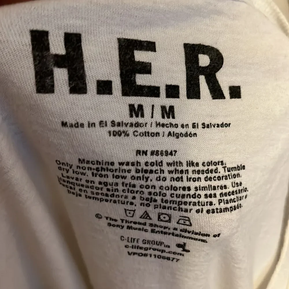 H.E.R Singer Artist White Graphic T-Shirt Concert Festival